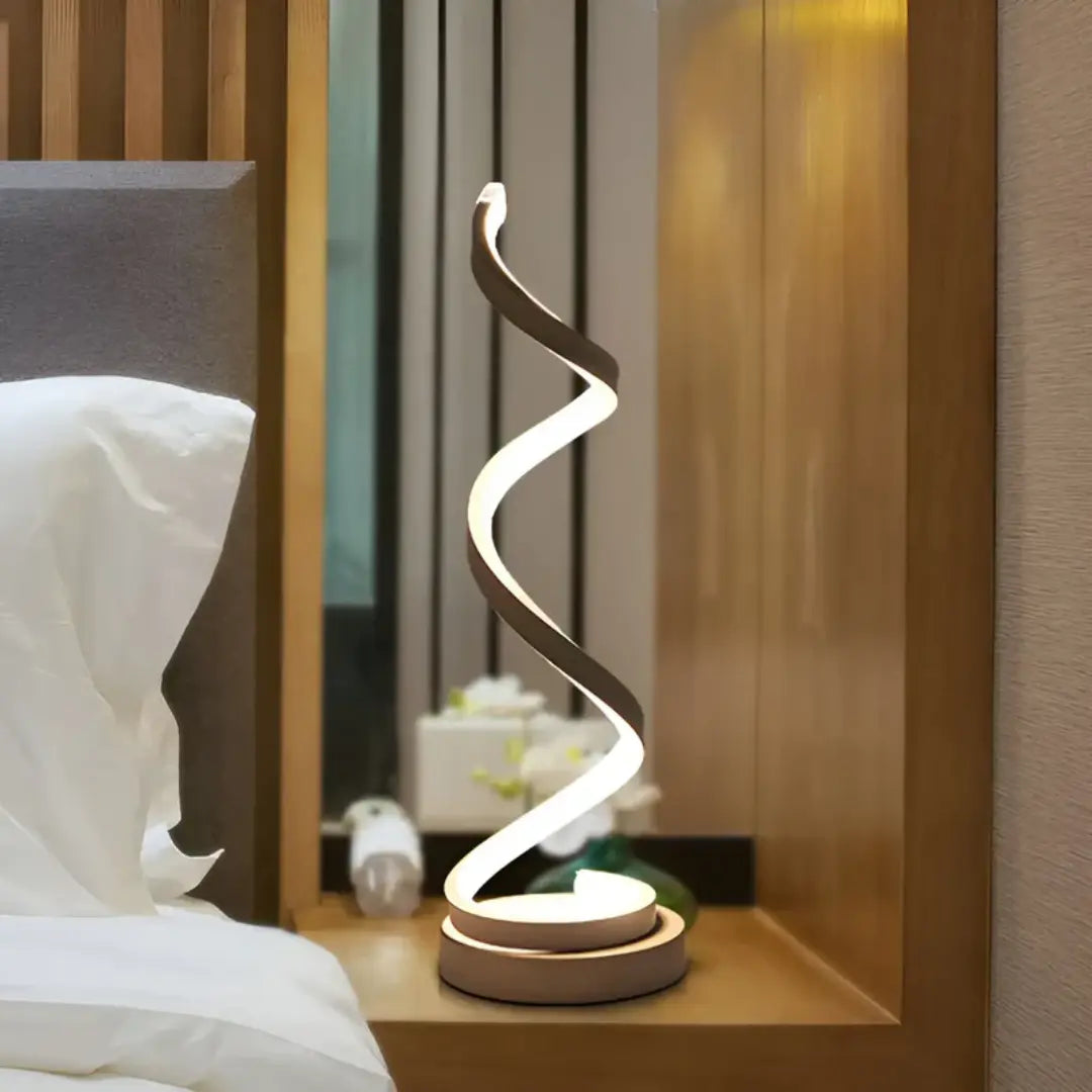 Spiralförmige LED-Tischlampe 19W mit Dimmer – Blendfreies Licht