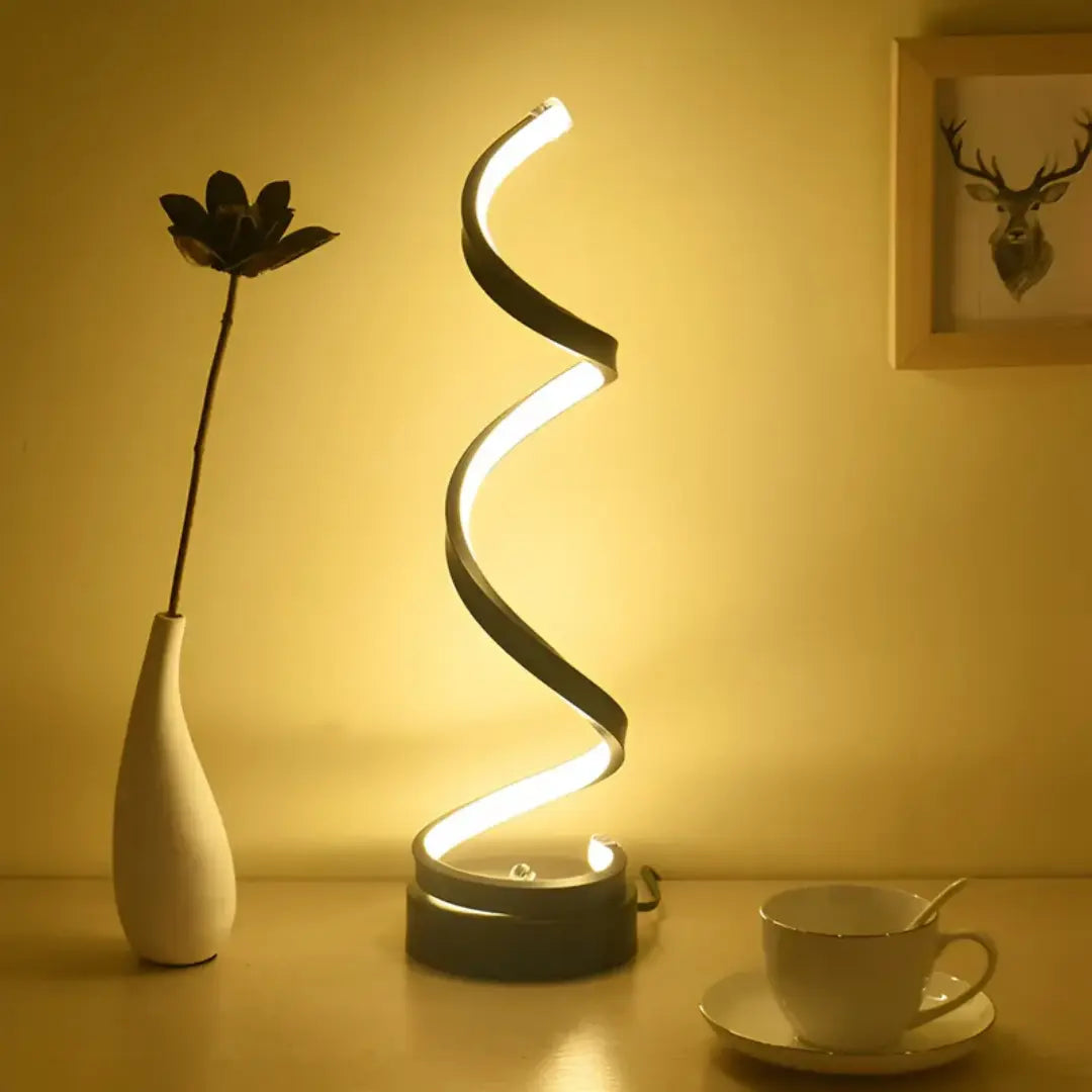 Spiralförmige LED-Tischlampe 19W mit Dimmer – Blendfreies Licht