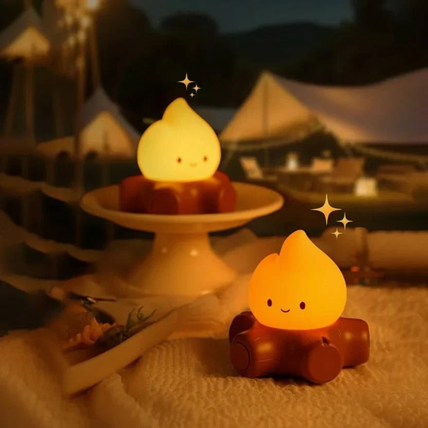 LED-Tischlampe mit Flammeneffekt und Weißem Rauschen