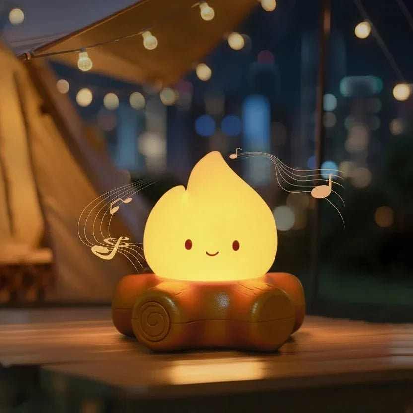 LED-Tischlampe mit Flammeneffekt und Weißem Rauschen