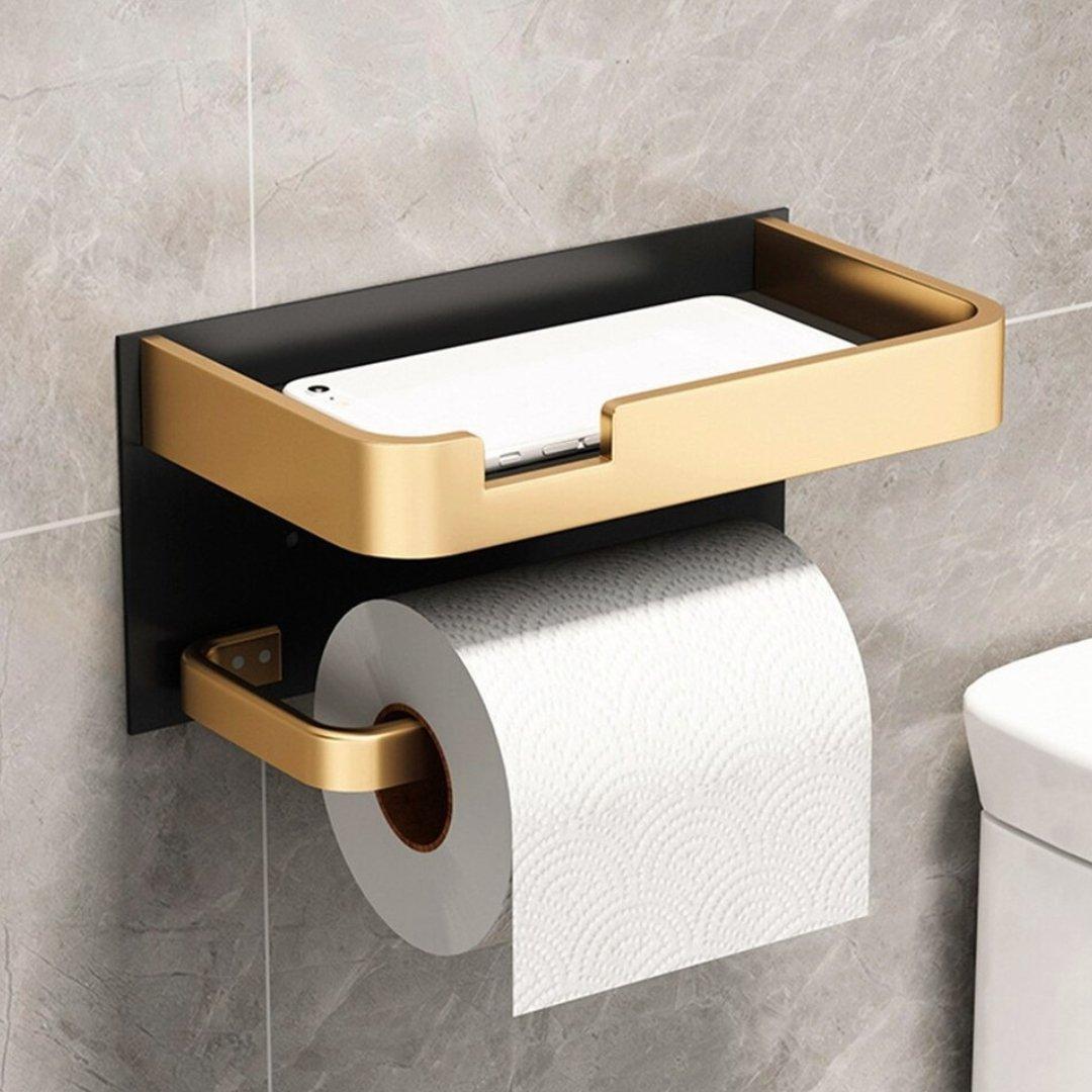 Toilettenpapierhalter mit Ablage Wandmontage Metall Badezimmer product image 1