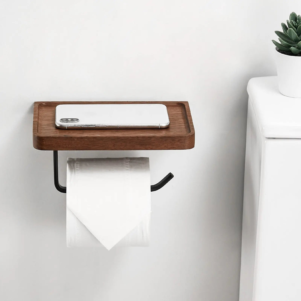 Toilettenpapierhalter mit Holzablage – Zur Wandmontage product image 2