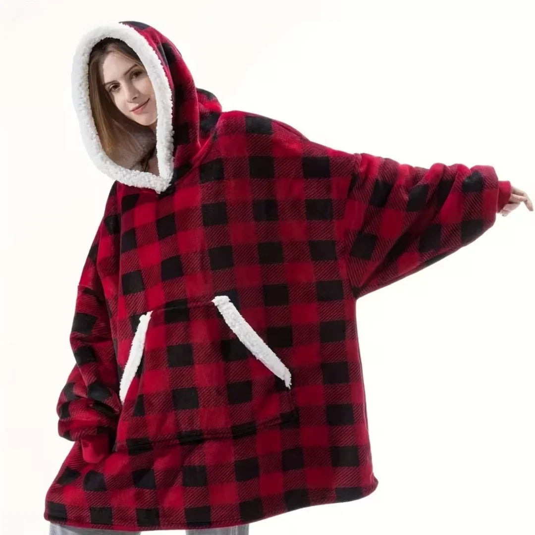 Decken Hoodie mit Sherpa-Fleece – übergroß und warm