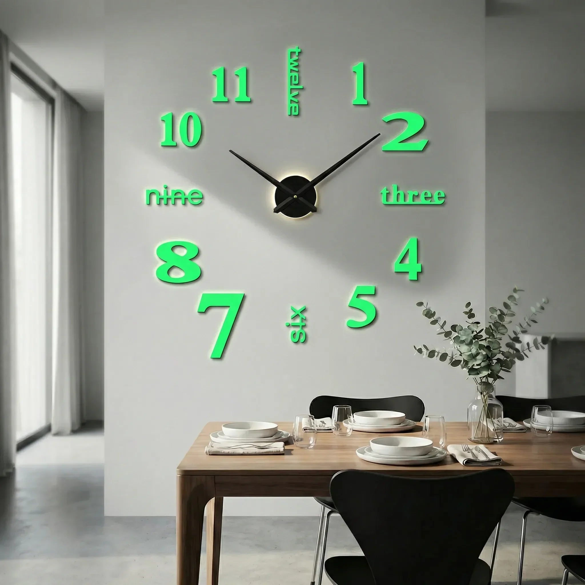 Übergroße Wanduhr mit 3D-Ziffern – minimalistisch und modern