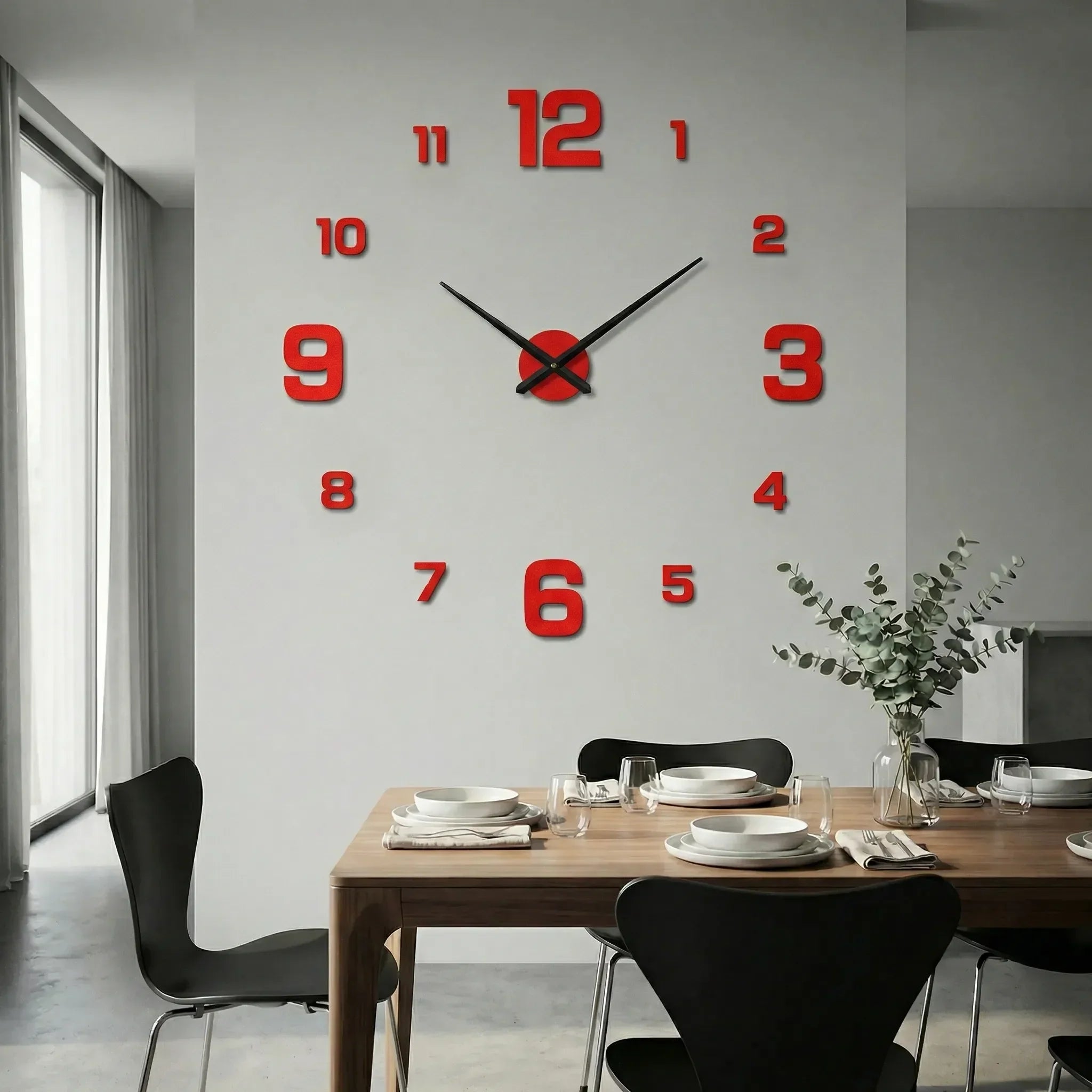 Übergroße Wanduhr mit 3D-Ziffern – minimalistisch und modern