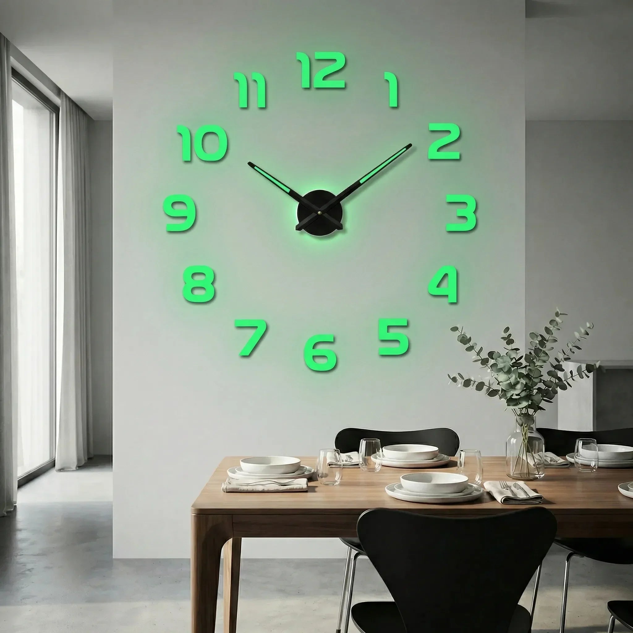 Übergroße Wanduhr mit 3D-Ziffern – minimalistisch und modern