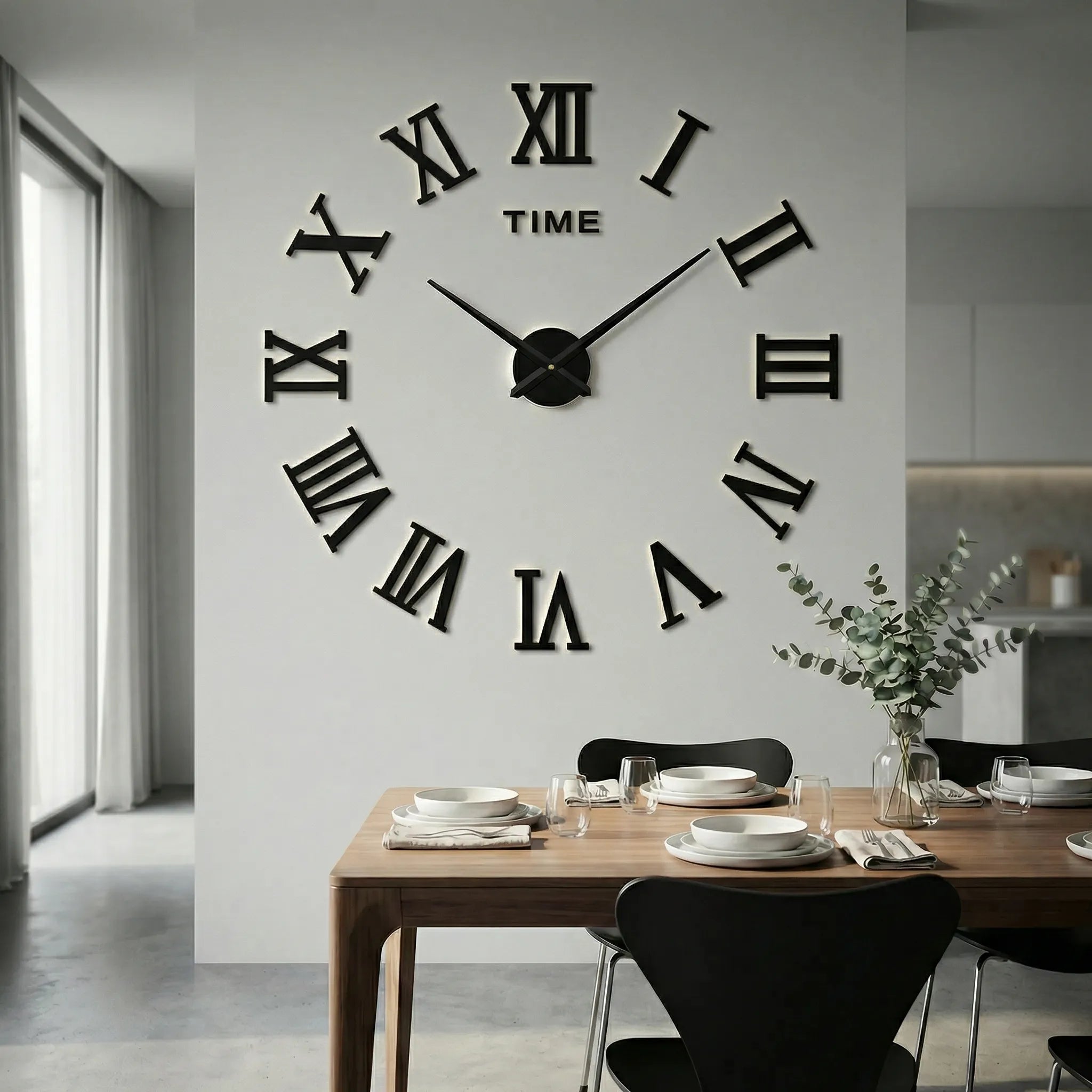 Übergroße Wanduhr mit 3D-Ziffern – minimalistisch und modern