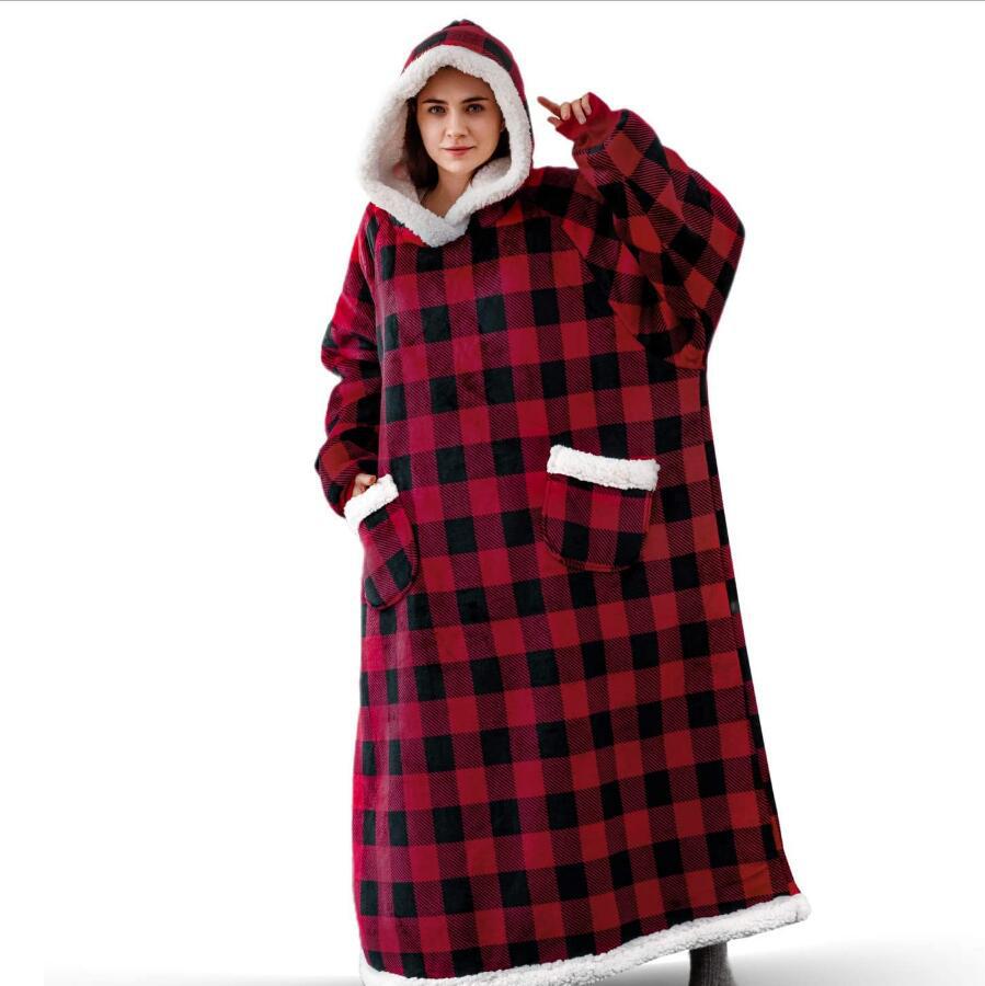Oversized Hoodie Decke mit Kapuze und Taschen für Wärme