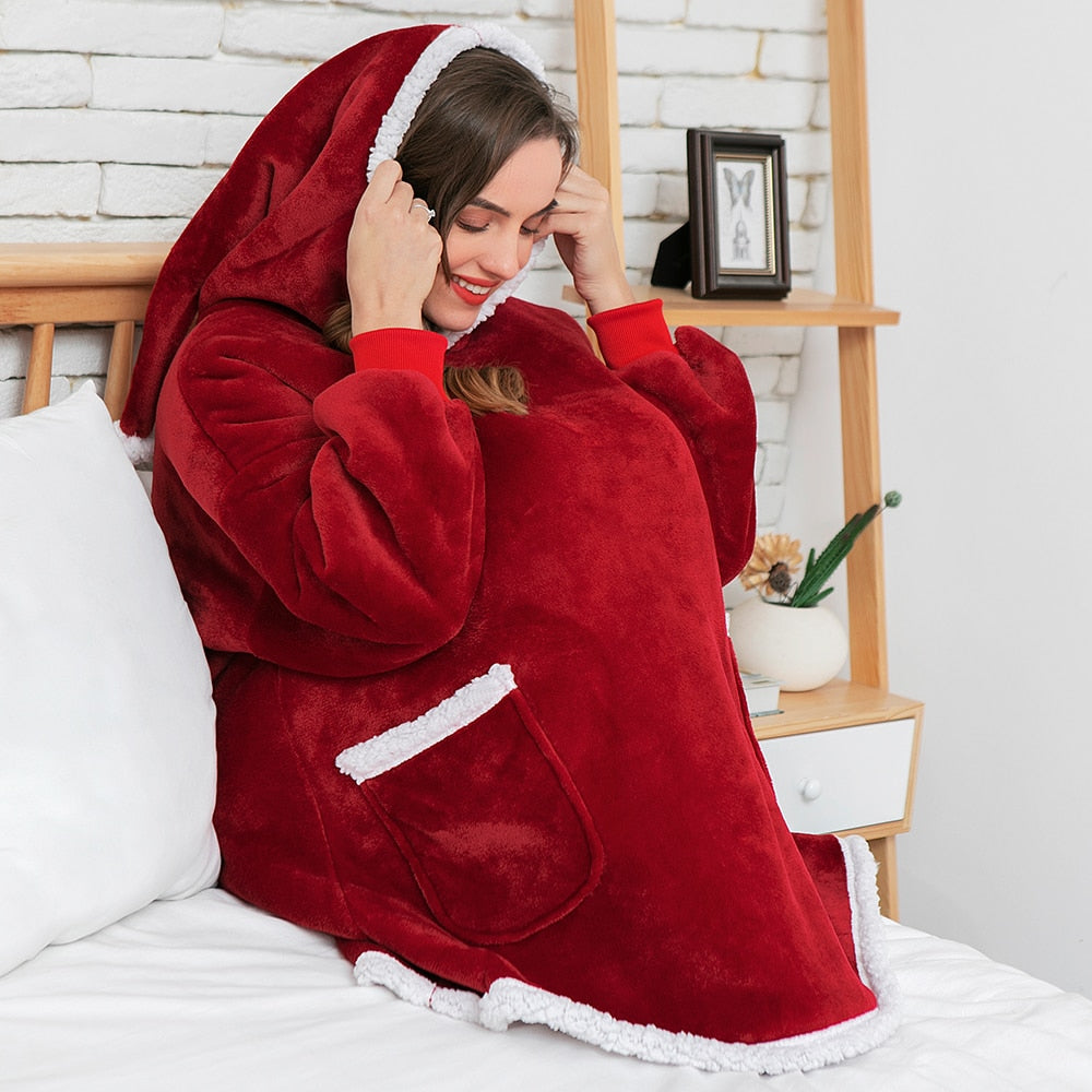 Oversized Hoodie Decke mit Kapuze und Taschen für Wärme