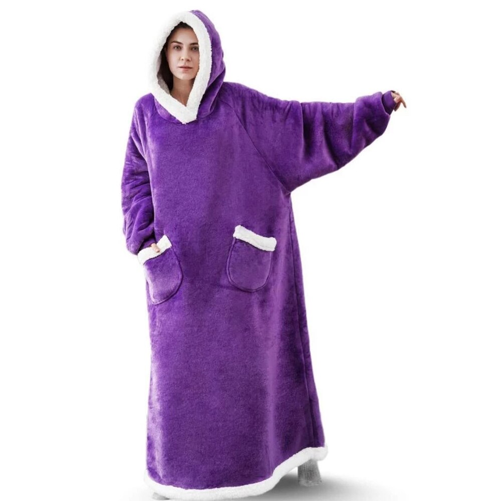 Oversized Hoodie Decke mit Kapuze und Taschen für Wärme