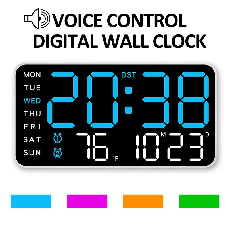 Digitale Wanduhr mit Fernbedienung, zwei Weckern und Temperaturanzeige