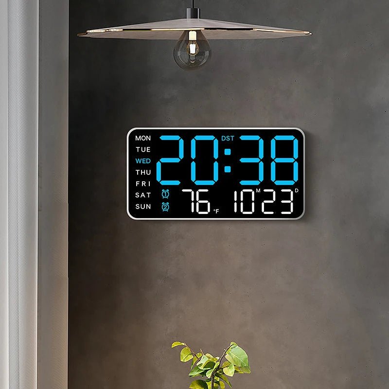 Digitale Wanduhr mit Fernbedienung, zwei Weckern und Temperaturanzeige