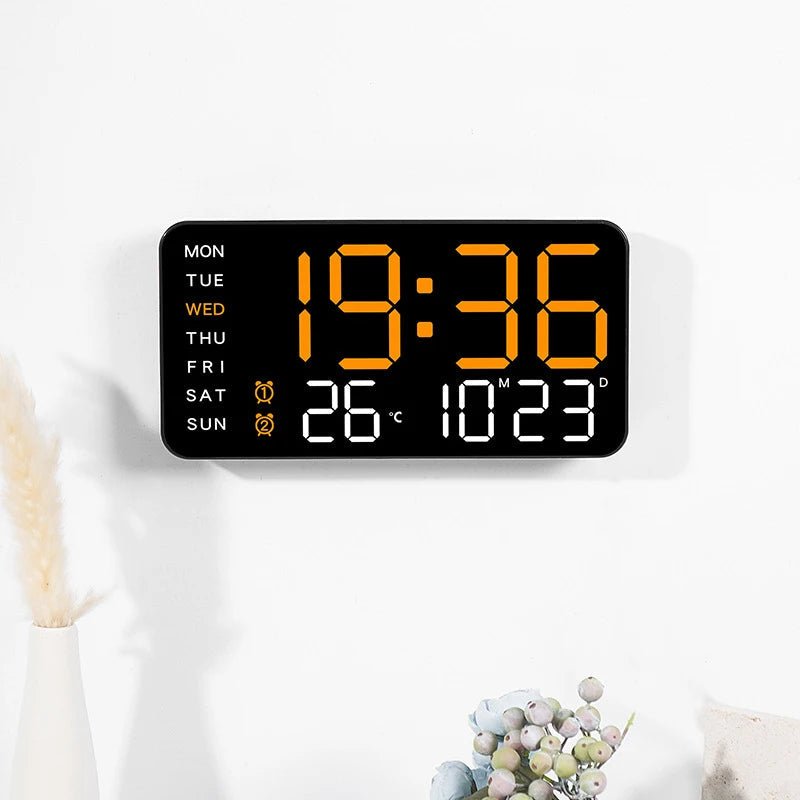 Digitale Wanduhr mit Fernbedienung, zwei Weckern und Temperaturanzeige
