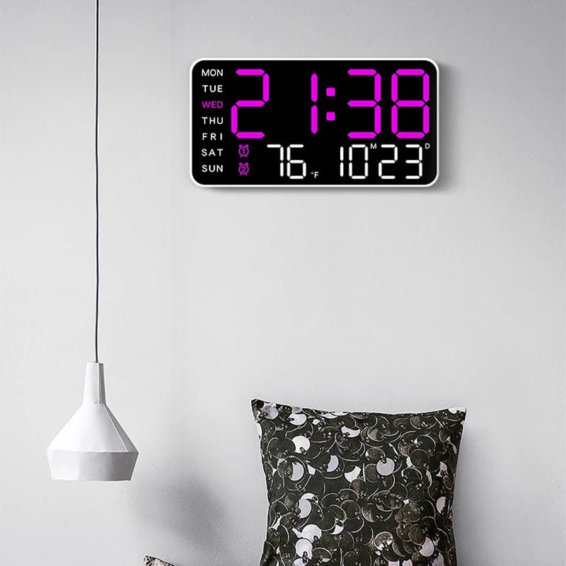Digitale Wanduhr mit Fernbedienung, zwei Weckern und Temperaturanzeige