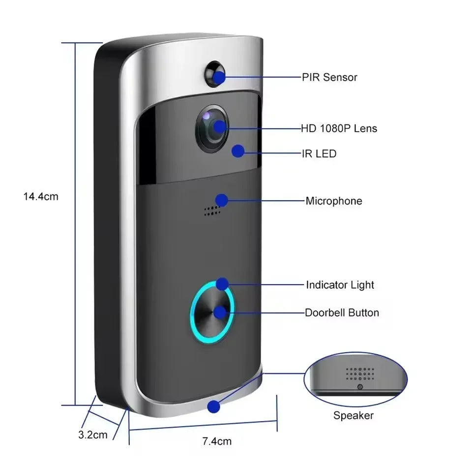 Wi-Fi video doorbell with HD night vision and two-way audio