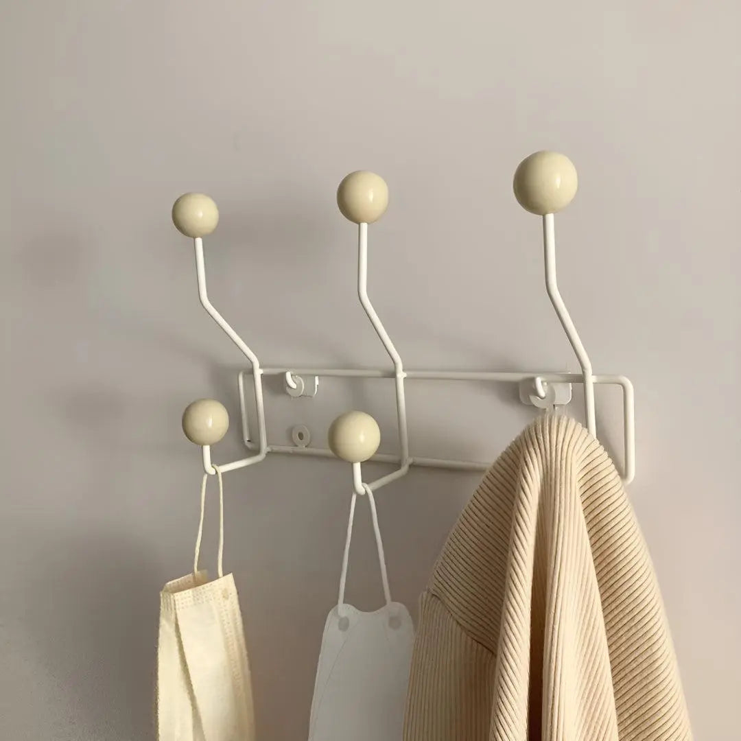 Wall-Mounted Coat Rack Cast Iron Mid-Century Style with 3 or 4 Hooks