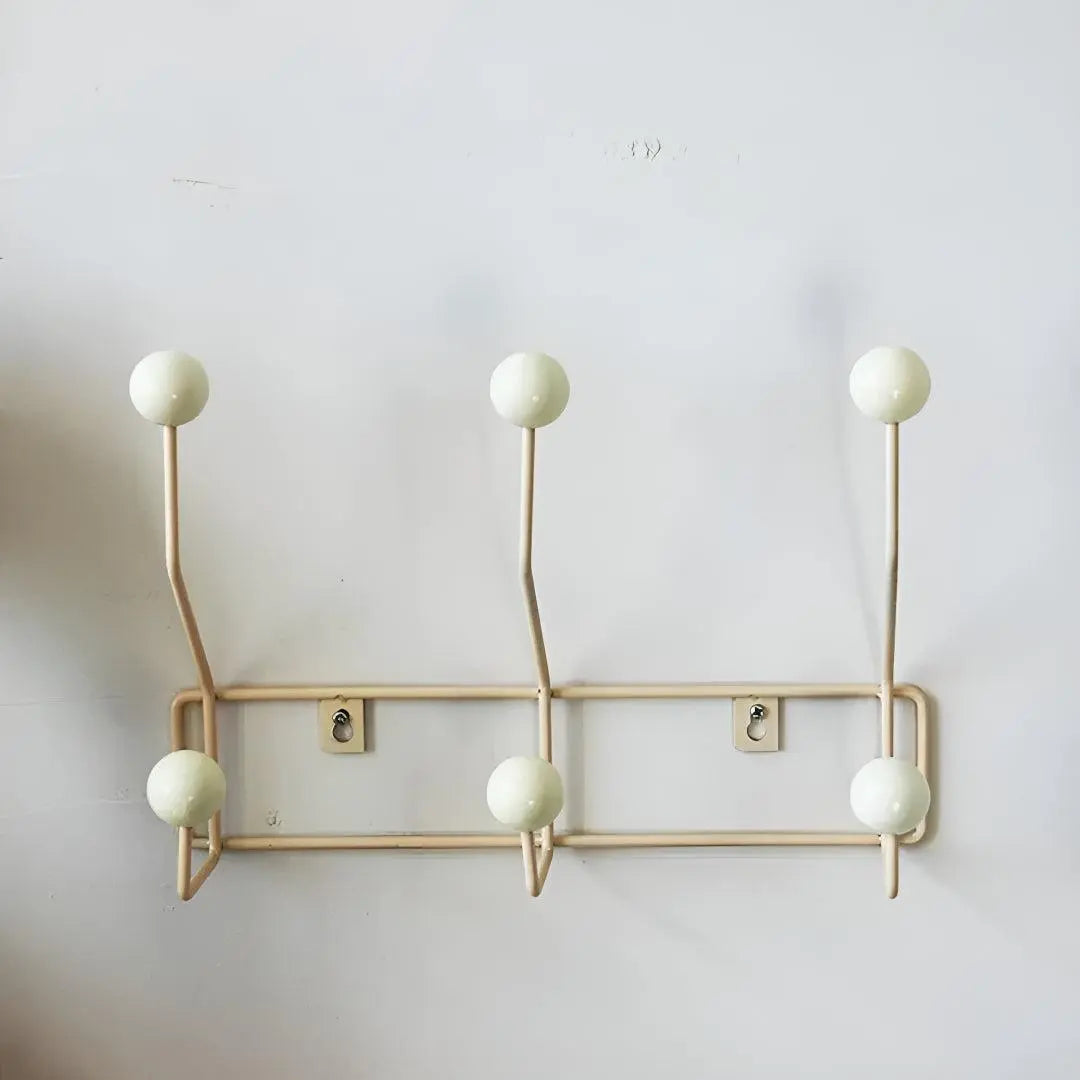 Wall-Mounted Coat Rack Cast Iron Mid-Century Style with 3 or 4 Hooks