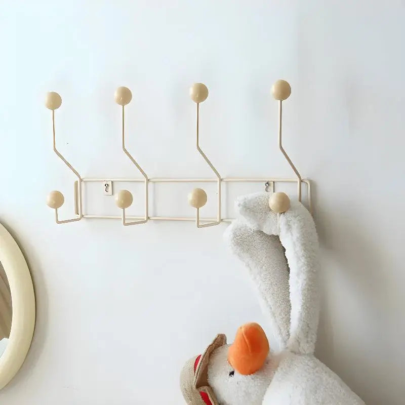 Wall-Mounted Coat Rack Cast Iron Mid-Century Style with 3 or 4 Hooks