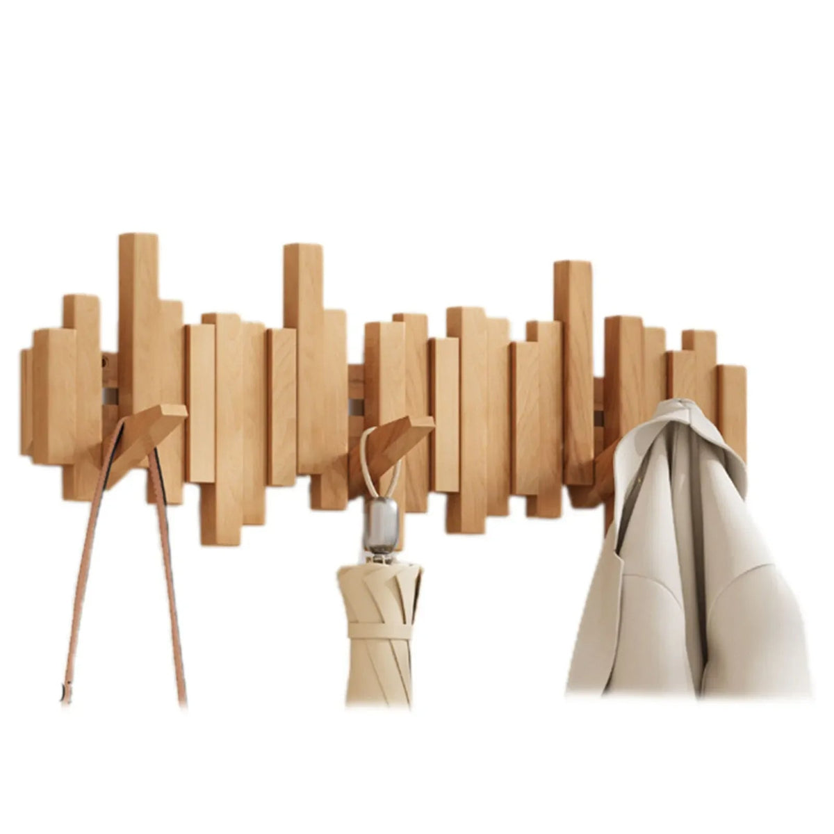 Wandgarderobe mit magnetischen Klapphaken aus Holz – modernes Design