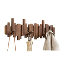 Wall-mounted coat rack with magnetic folding hooks made of wood - modern design