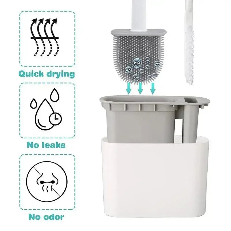 Wandmontage Toilettenbürsten-Set aus Silikon – platzsparend