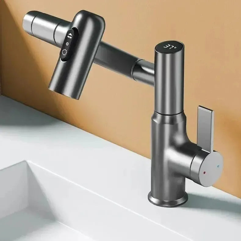 Wasserarmatur mit LED-Temperaturanzeige und 360° Schwenkarm