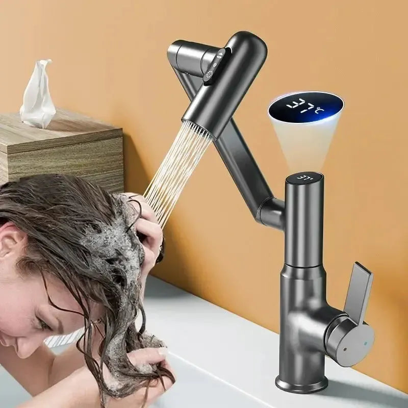 Wasserarmatur mit LED-Temperaturanzeige und 360° Schwenkarm