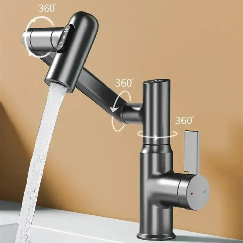 Wasserarmatur mit LED-Temperaturanzeige und 360° Schwenkarm