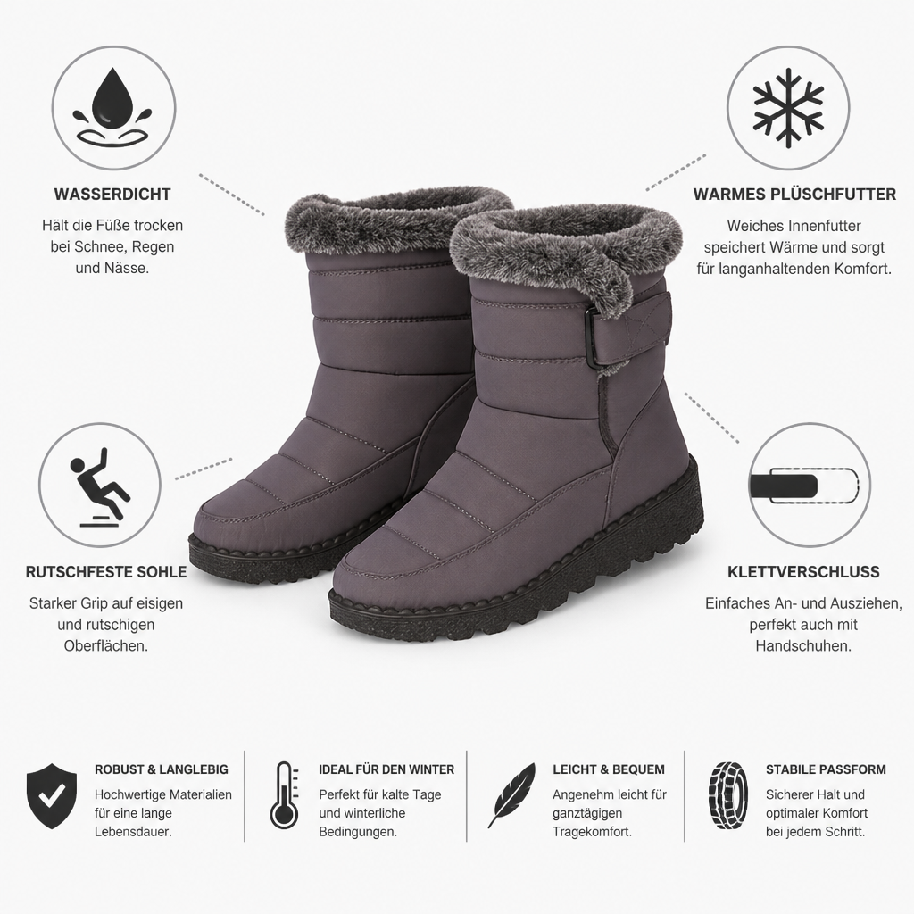 Wasserdichte Damen Winterstiefel mit Plüschfutter und Rutschfester Sohle