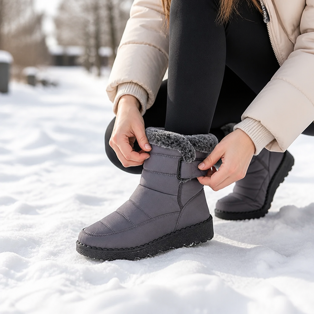 Wasserdichte Damen Winterstiefel mit Plüschfutter und Rutschfester Sohle