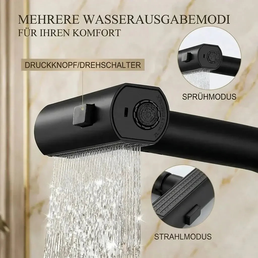 Wasserhahnaufsatz mit LED-Temperaturanzeige und 5 Strahlarten