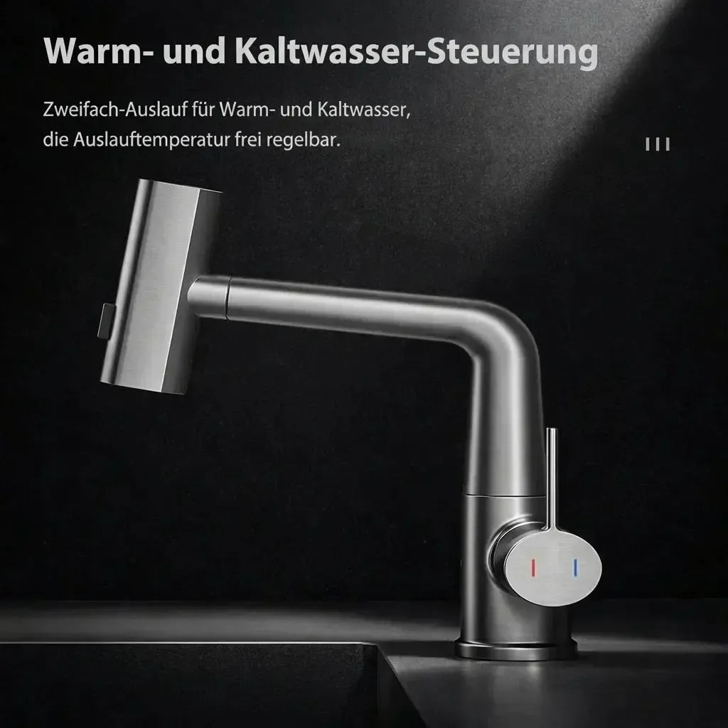 Wasserhahnaufsatz mit LED-Temperaturanzeige und 5 Strahlarten