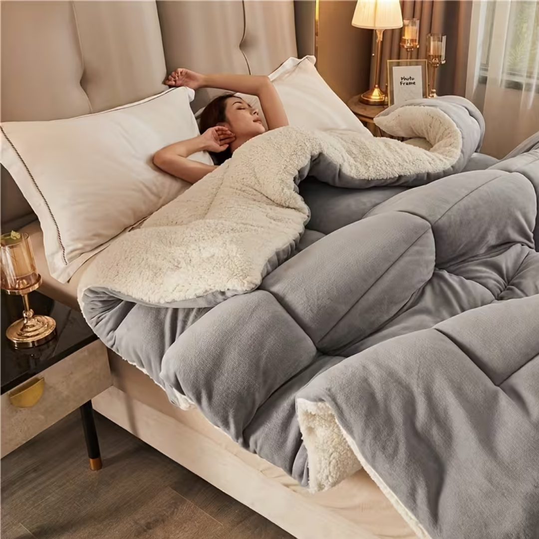 Winterdecke Dreilagig mit Milk Velvet – Warme Steppdecke