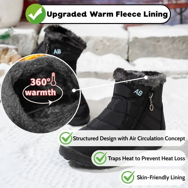 Damen Winterstiefel wasserdicht mit Kunstfell-Futter und Antirutschsohle
