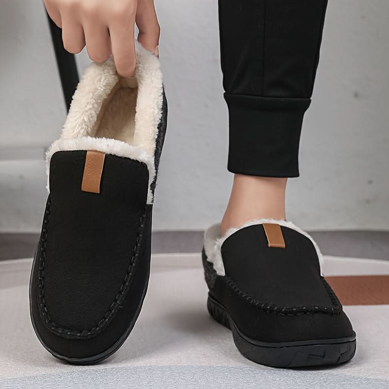 Warme Herren Hausschuhe aus Kunstwoll – Loafer für Winter