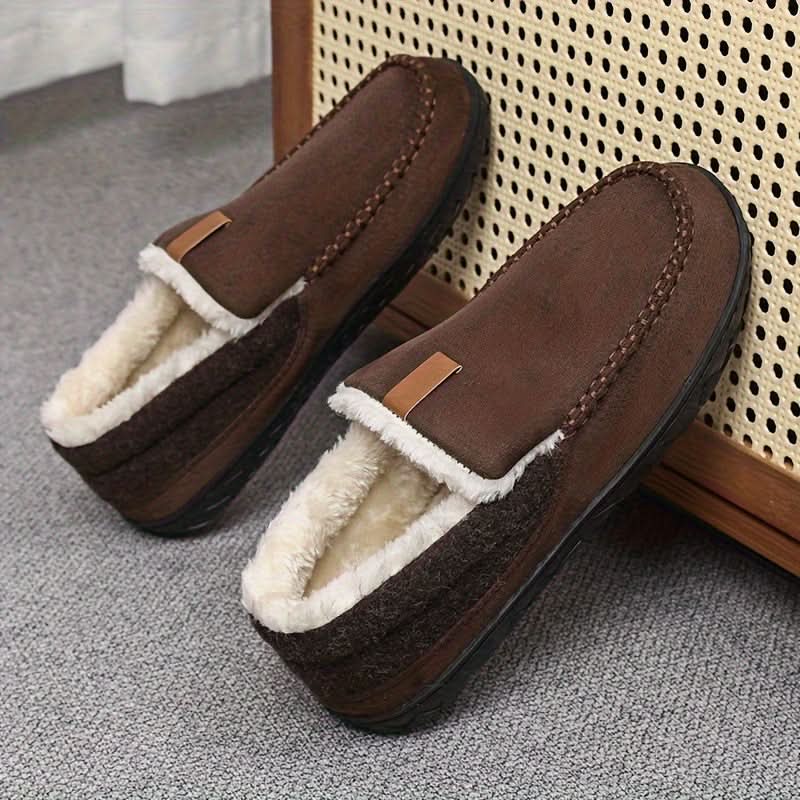 Men's wool loafers – warm sheepskin slippers for winter