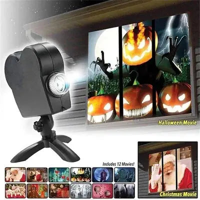 Holografischer Halloween Projektor mit Projektionsleinwand & 12 Videos