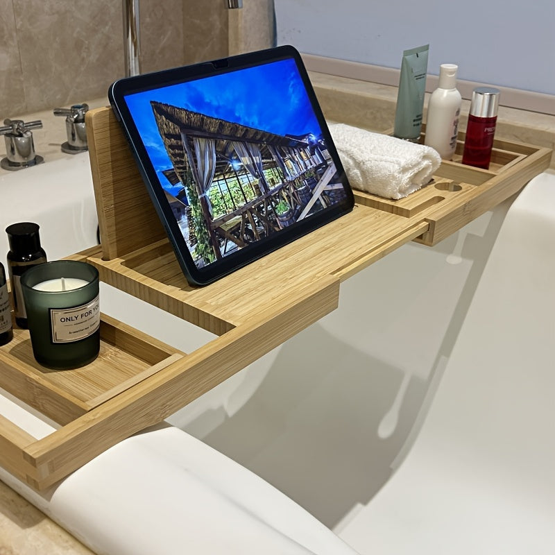 Badewannen-Tablett aus Bambus – verstellbar und praktisch