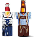 Bottle Cooler Set Neoprene Oktoberfest Dirndl Lederhosen 6 Pieces