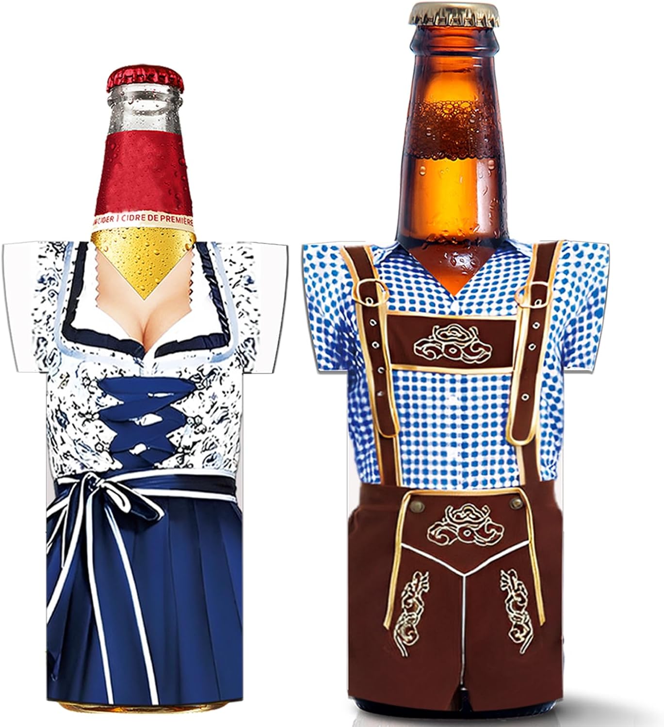Bottle Cooler Set Neoprene Oktoberfest Dirndl Lederhosen 6 Pieces