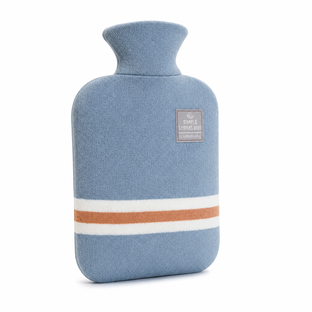 1-liter hot water bottle with knitted cover – soothing warmth for hours