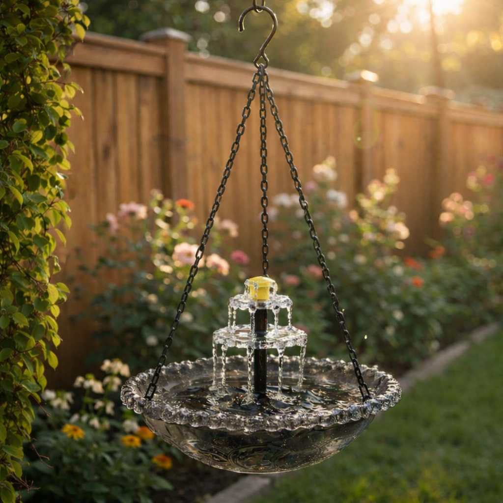 Hängender Solar Springbrunnen mit Vogeltränke – Zweistufig