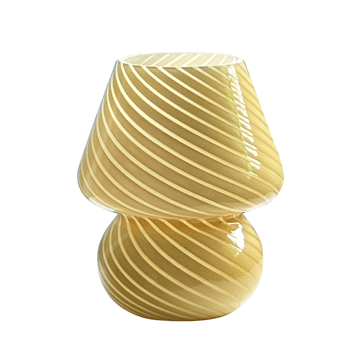 Pilzlampe aus Glas mit Retro-Design für warme Stimmungsbeleuchtung