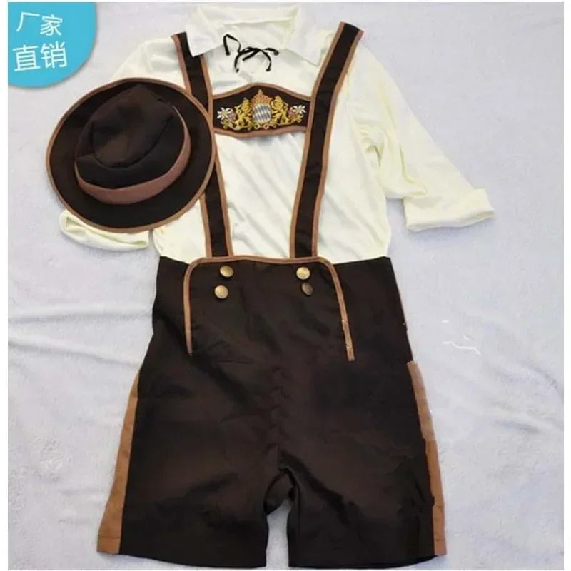 Herren Lederhosen Kostüm Set mit Hut – Bayerisches Trachtenkostüm