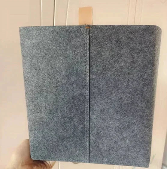 Felt Storage Box with Leather Handle and Foldable Lid