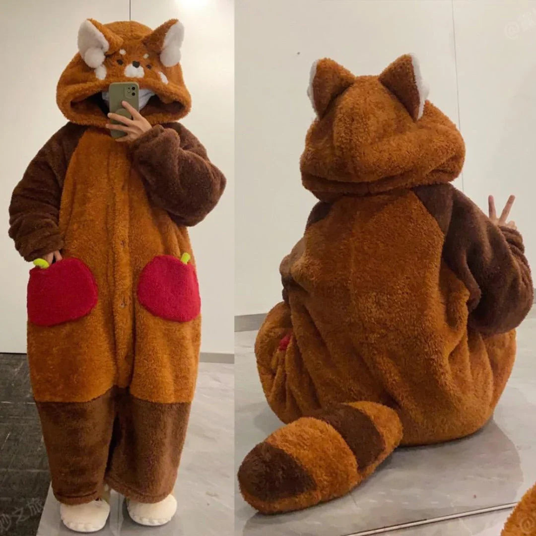 Cozy hooded bathrobe with detachable tail made of polyester