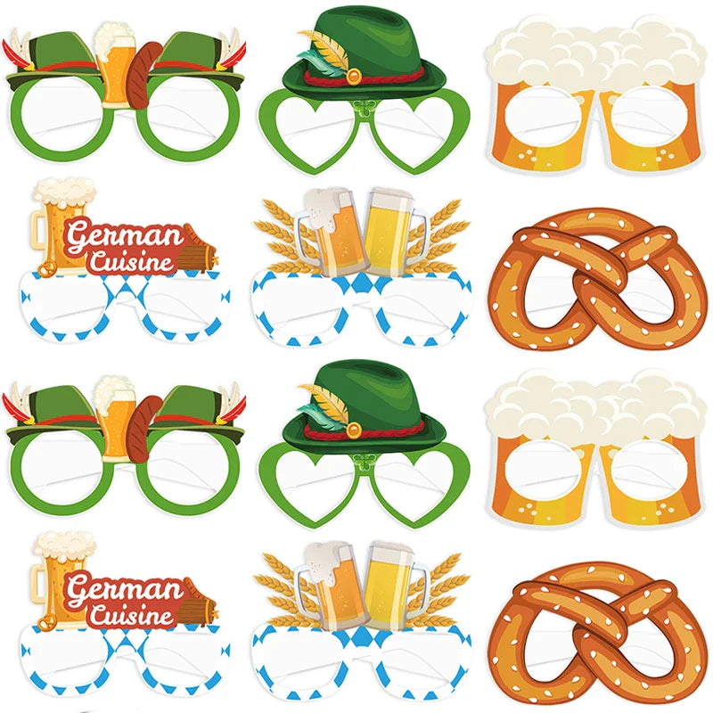 Oktoberfest Fotobrillen Set – 12 bunte Papier-Fotorequisiten