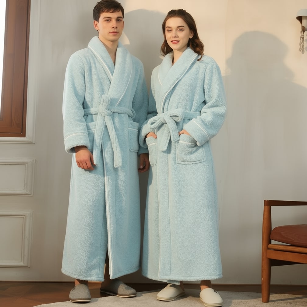 Langer Bademantel mit Schalkragen – kuschelig warm für Damen und Herren