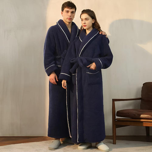 Long bathrobe with shawl collar – cozy and warm for women and men