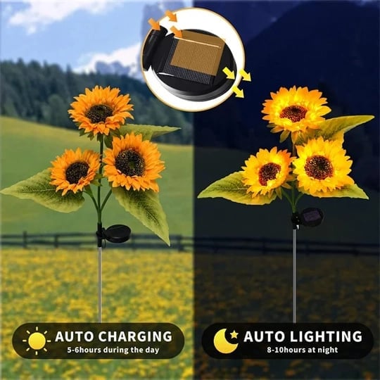 Solar Gartenleuchten Sonnenblumen Warmweiß Außenbeleuchtung Wetterfest product image 18